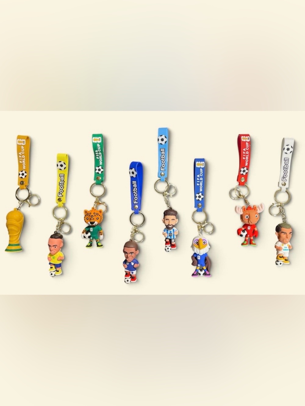 2026 FIFA World Cup Mascot & Player Character soft keychains.